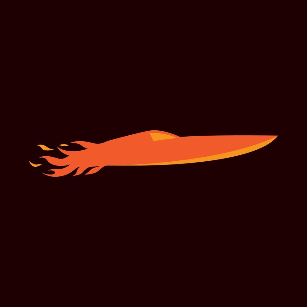 Boot Jet mit Feuer Flamme Logo Design Vektorgrafik Symbol Symbol Illustration kreative Idee vektor