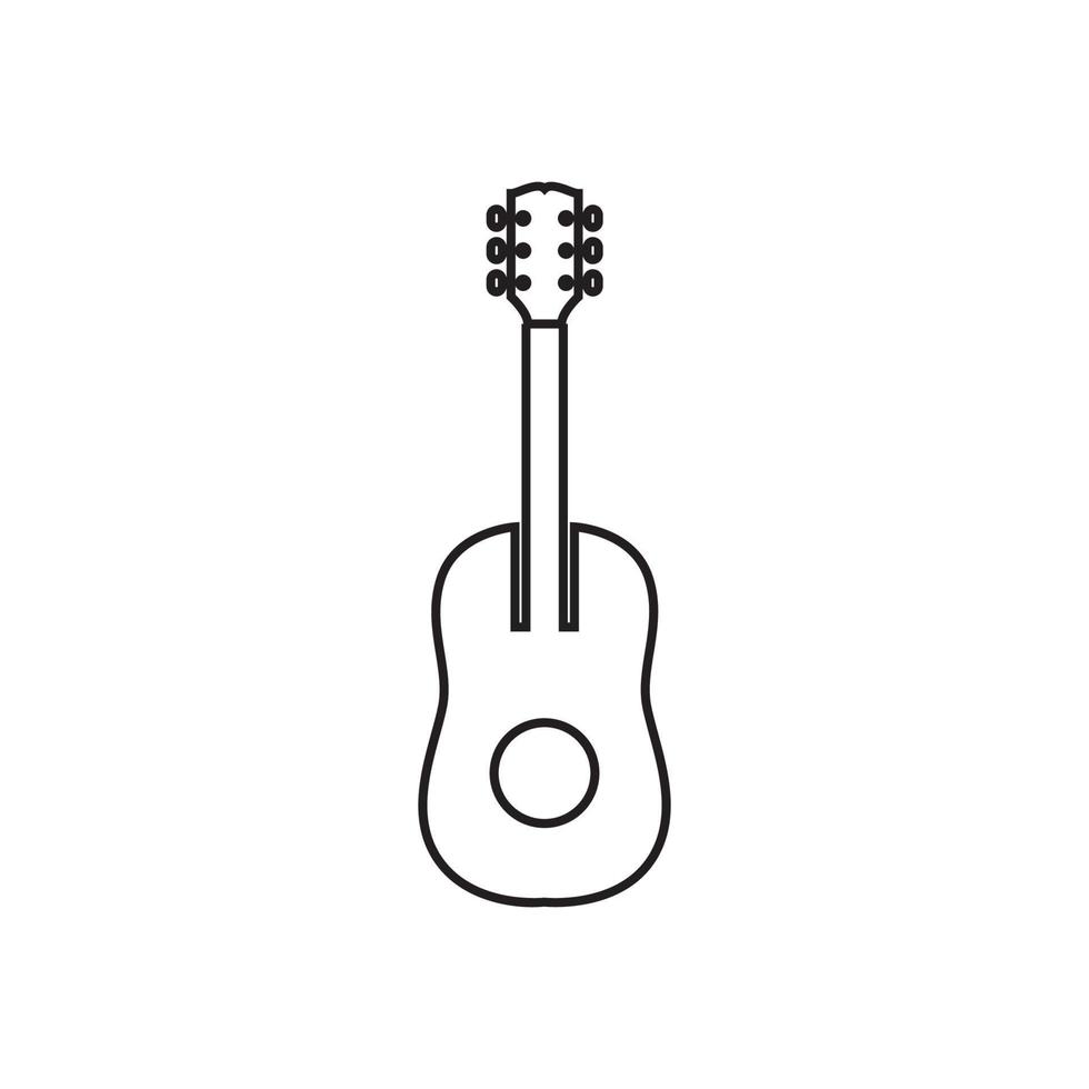 Linie minimalistisches Akustikgitarren-Logo-Design, Vektorgrafik-Symbol-Icon-Illustration kreative Idee vektor