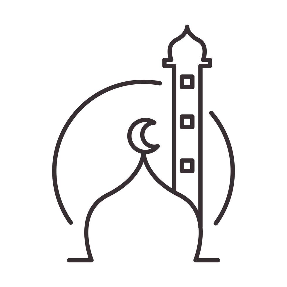 torn med kupol moské linjer logotyp symbol vektor ikon illustration grafisk design