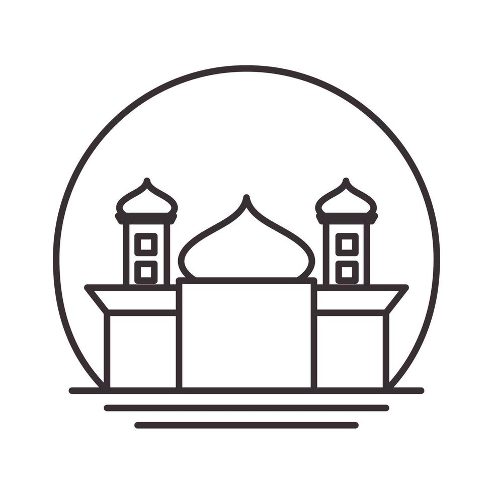 Turm mit Kuppel Moschee Linien Logo Symbol Vektor Icon Illustration Grafikdesign