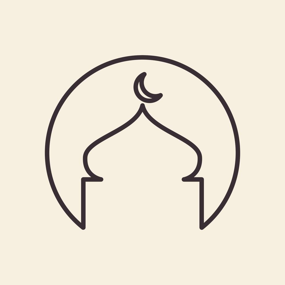 linie kreis mit moschee ramadan logo design, vektorgrafik symbol symbol illustration kreative idee vektor