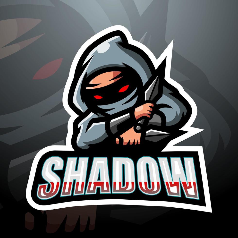 Schatten-Maskottchen-Esport-Logo-Design vektor