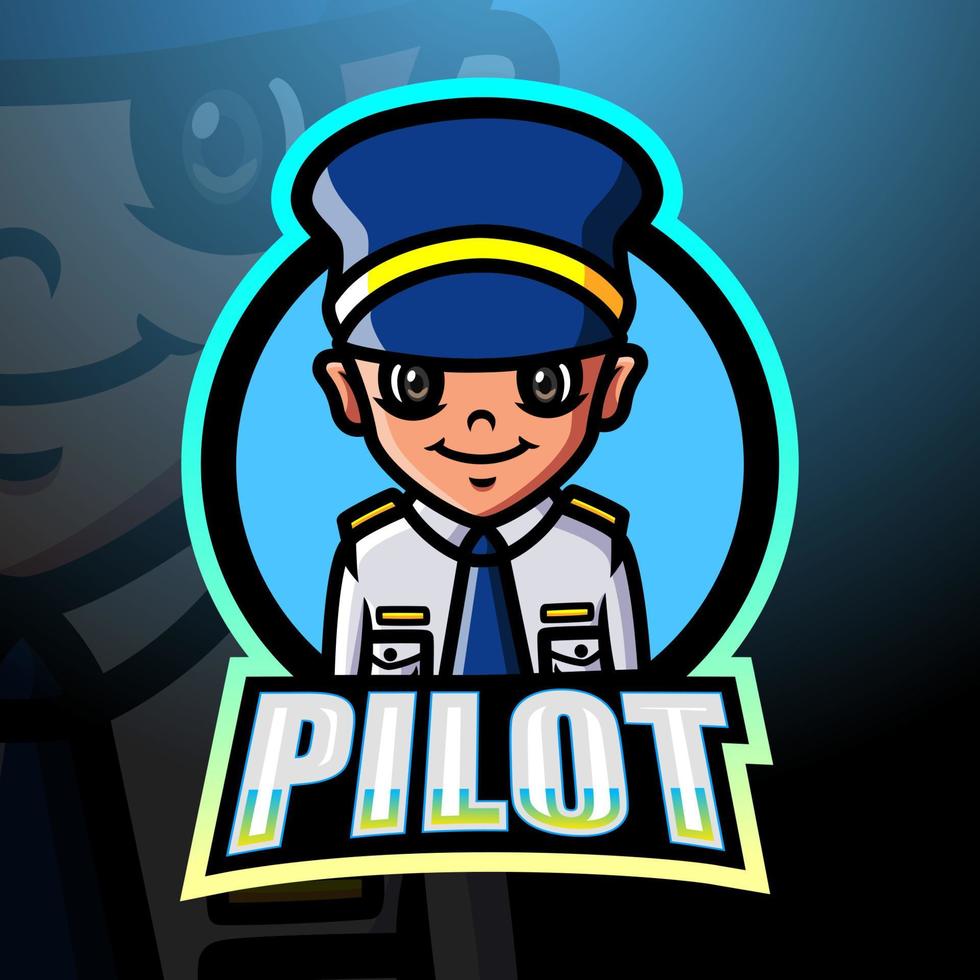 Pilotenmaskottchen-Esport-Logo-Design vektor