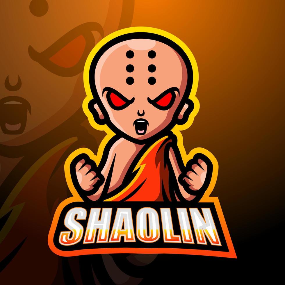 Shaolin-Maskottchen-Esport-Logo-Design vektor