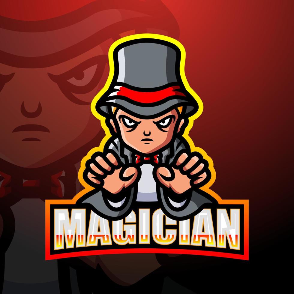 Magier-Maskottchen-Esport-Logo-Design vektor