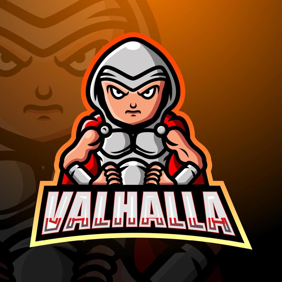 Walhalla-Maskottchen-Esport-Logo-Design vektor