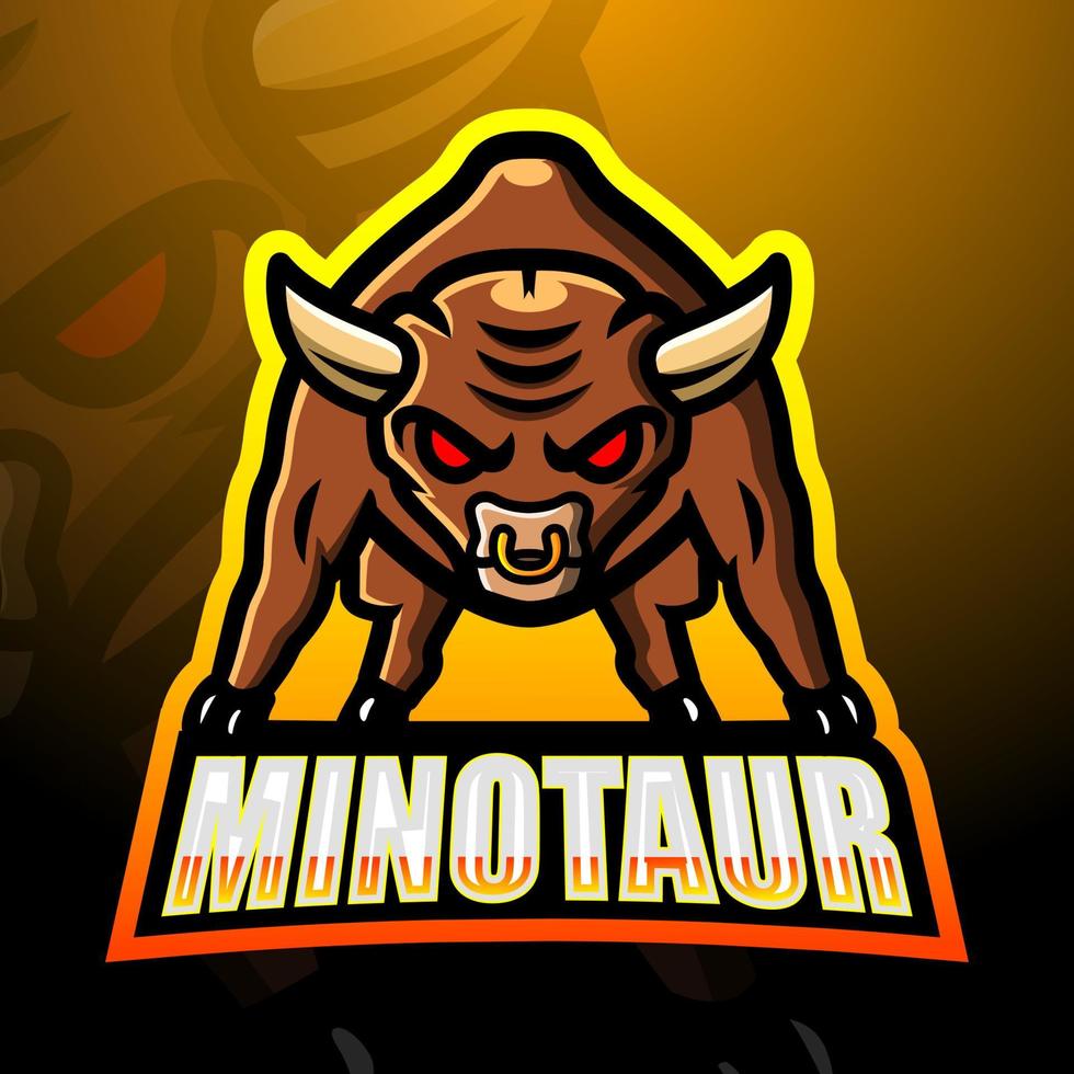 minotaur maskot esport logotypdesign vektor