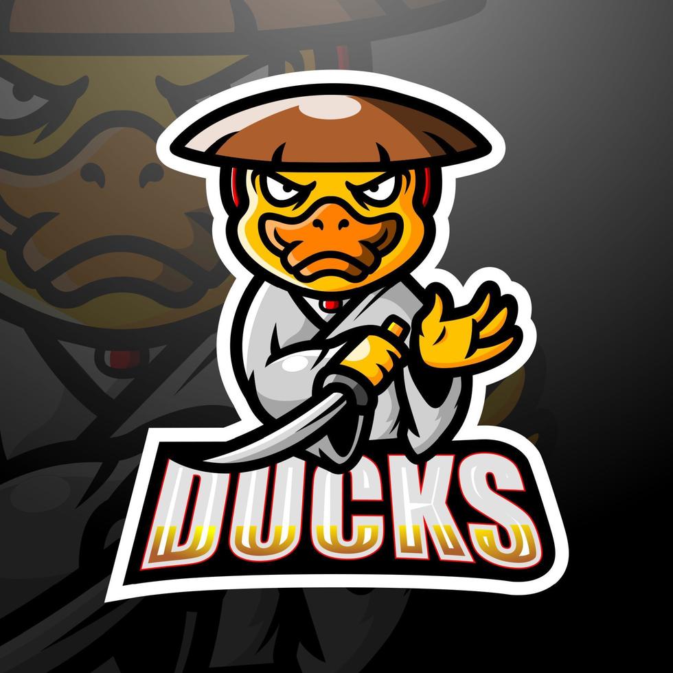 samurai duck maskot esport logotypdesign vektor