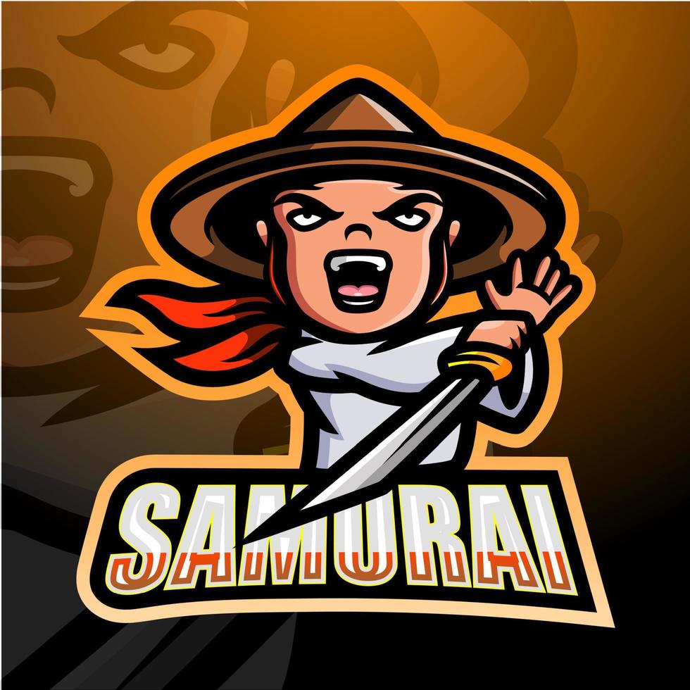 samurai-maskottchen-esport-logo-design vektor