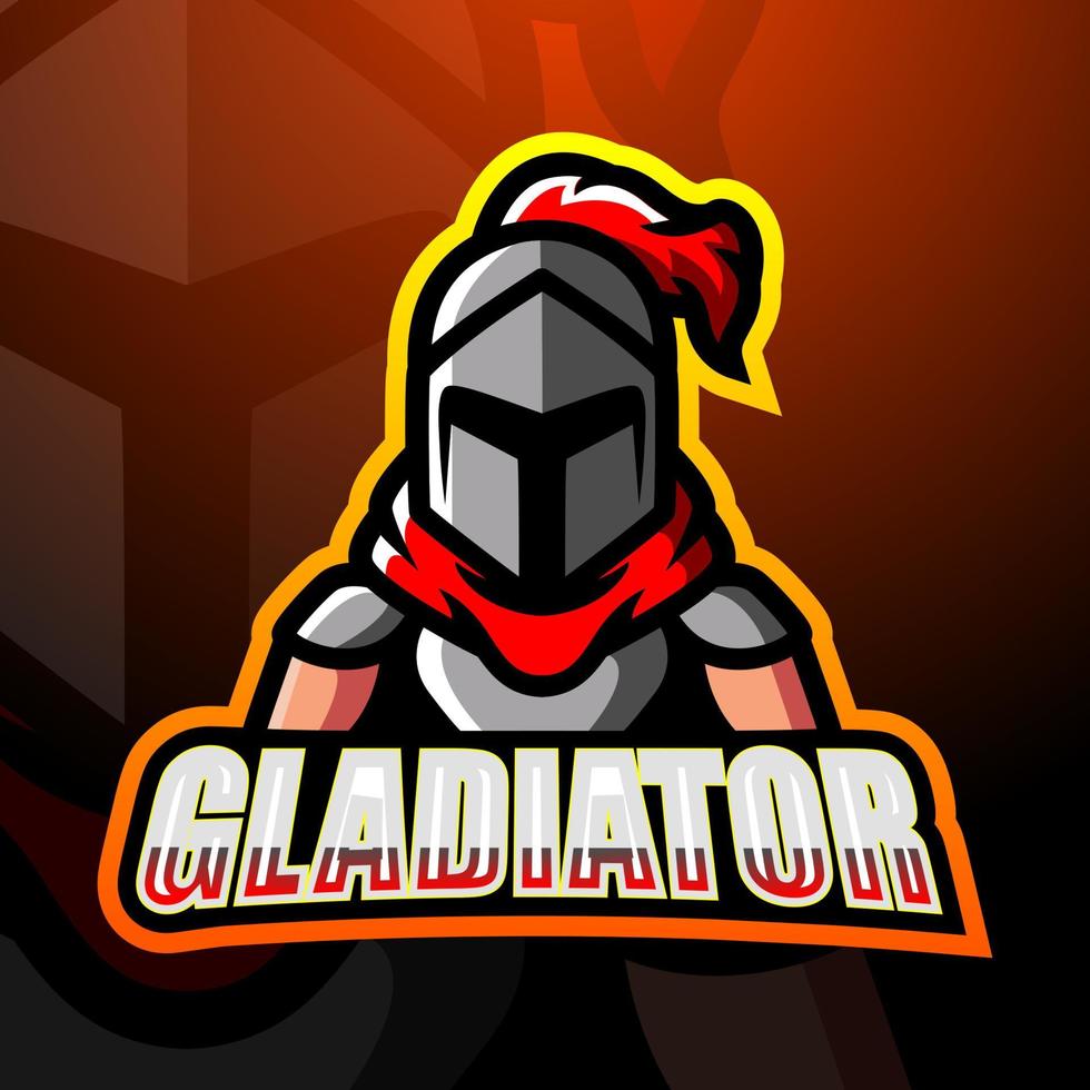 Gladiator-Maskottchen-Esport-Logo-Design vektor