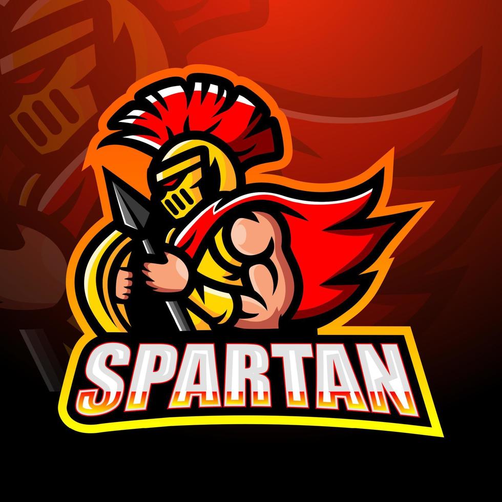 Spartanisches Krieger-Maskottchen-Esport-Logo-Design vektor