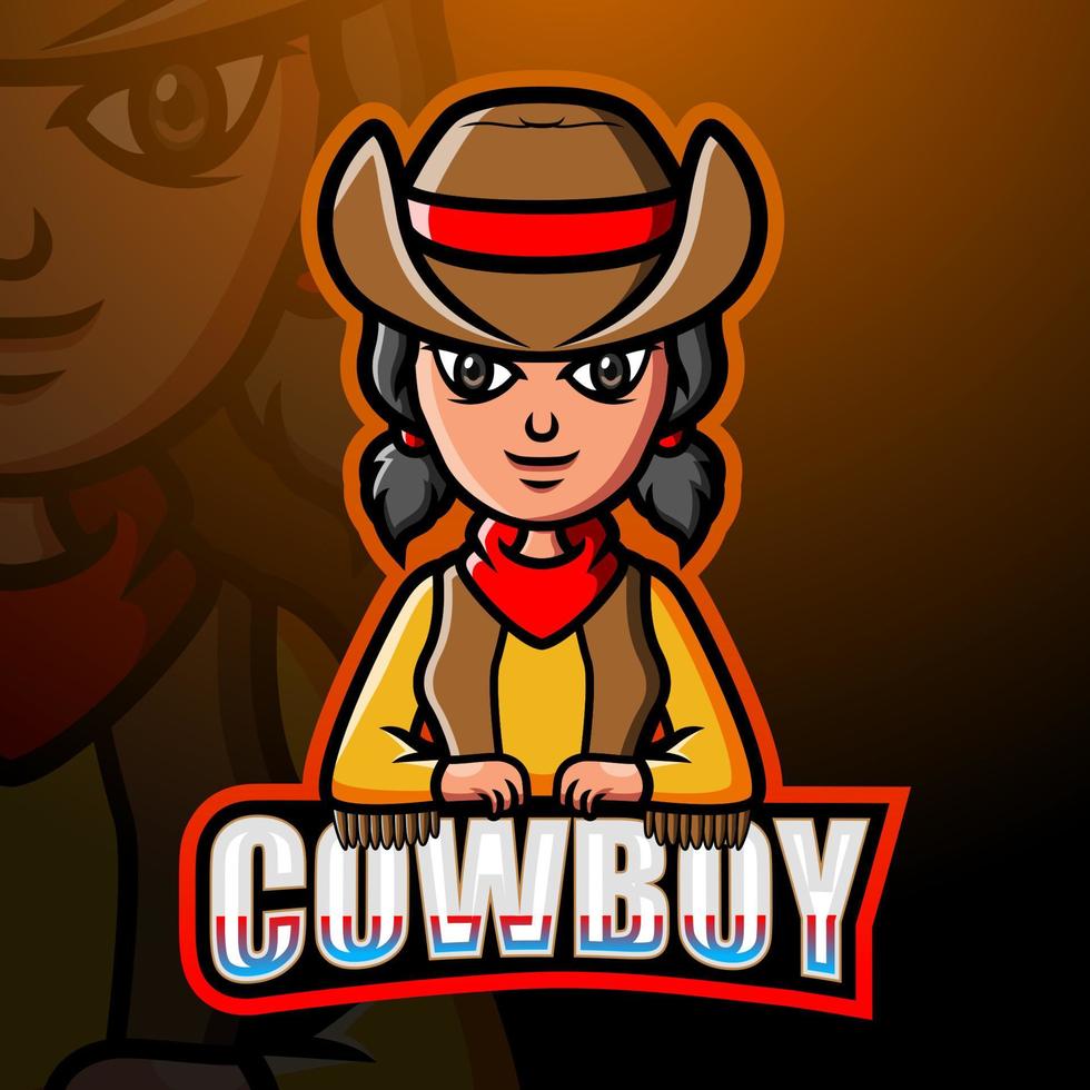 cowboy maskot esport logotyp design vektor