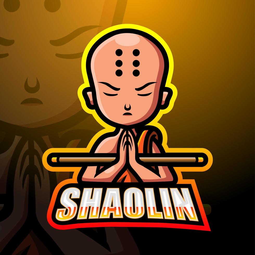 Shaolin-Maskottchen-Esport-Logo-Design vektor