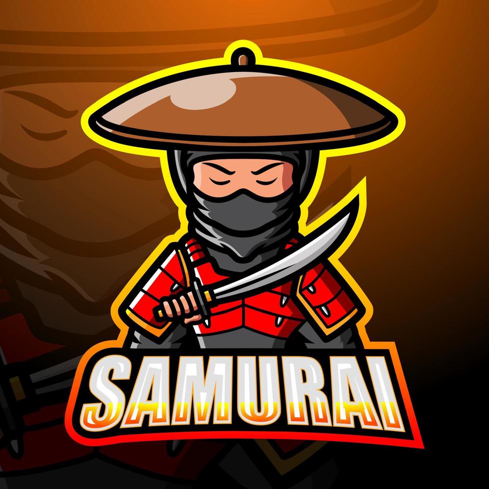 samurai-maskottchen-esport-logo-design vektor