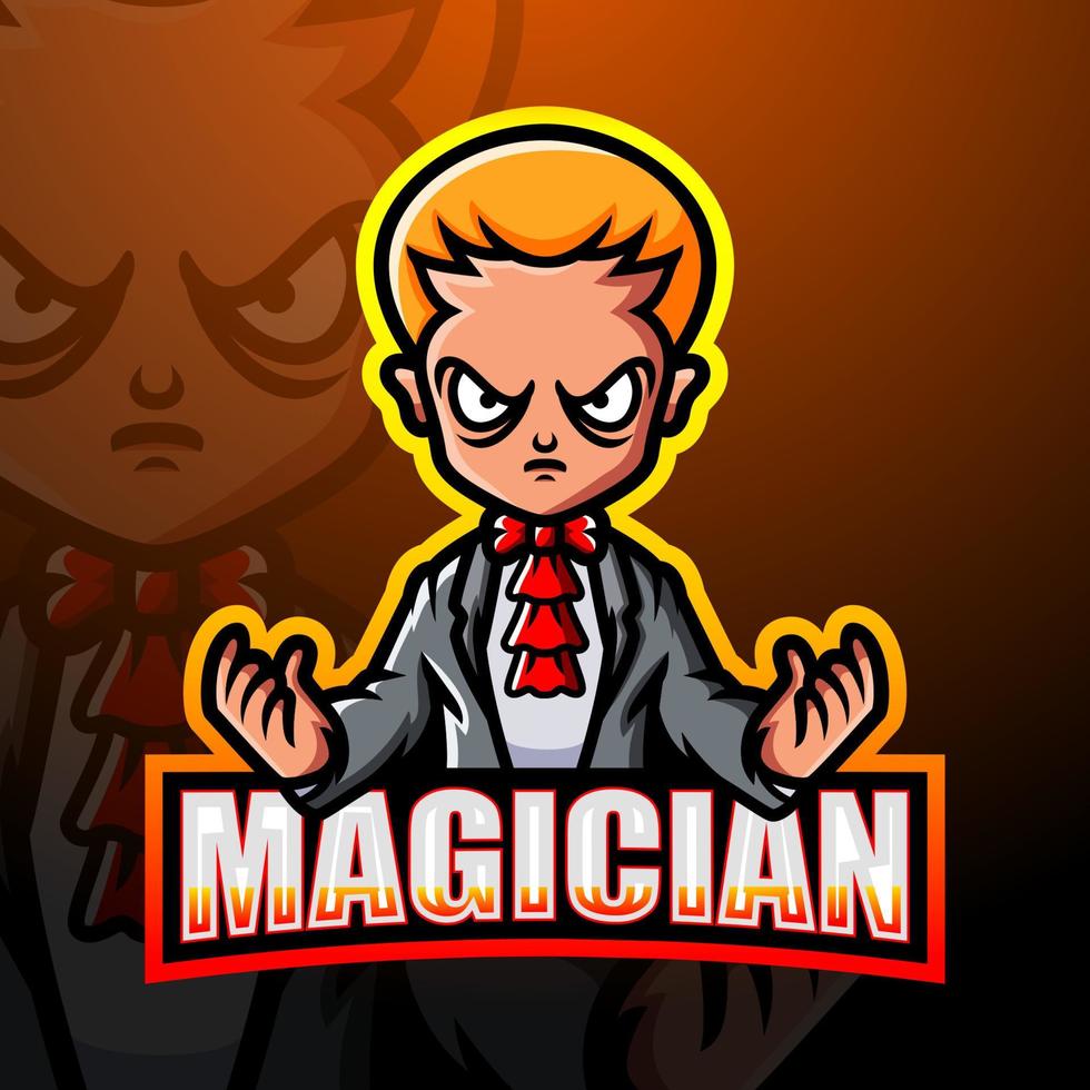 Magier-Maskottchen-Esport-Logo-Design vektor