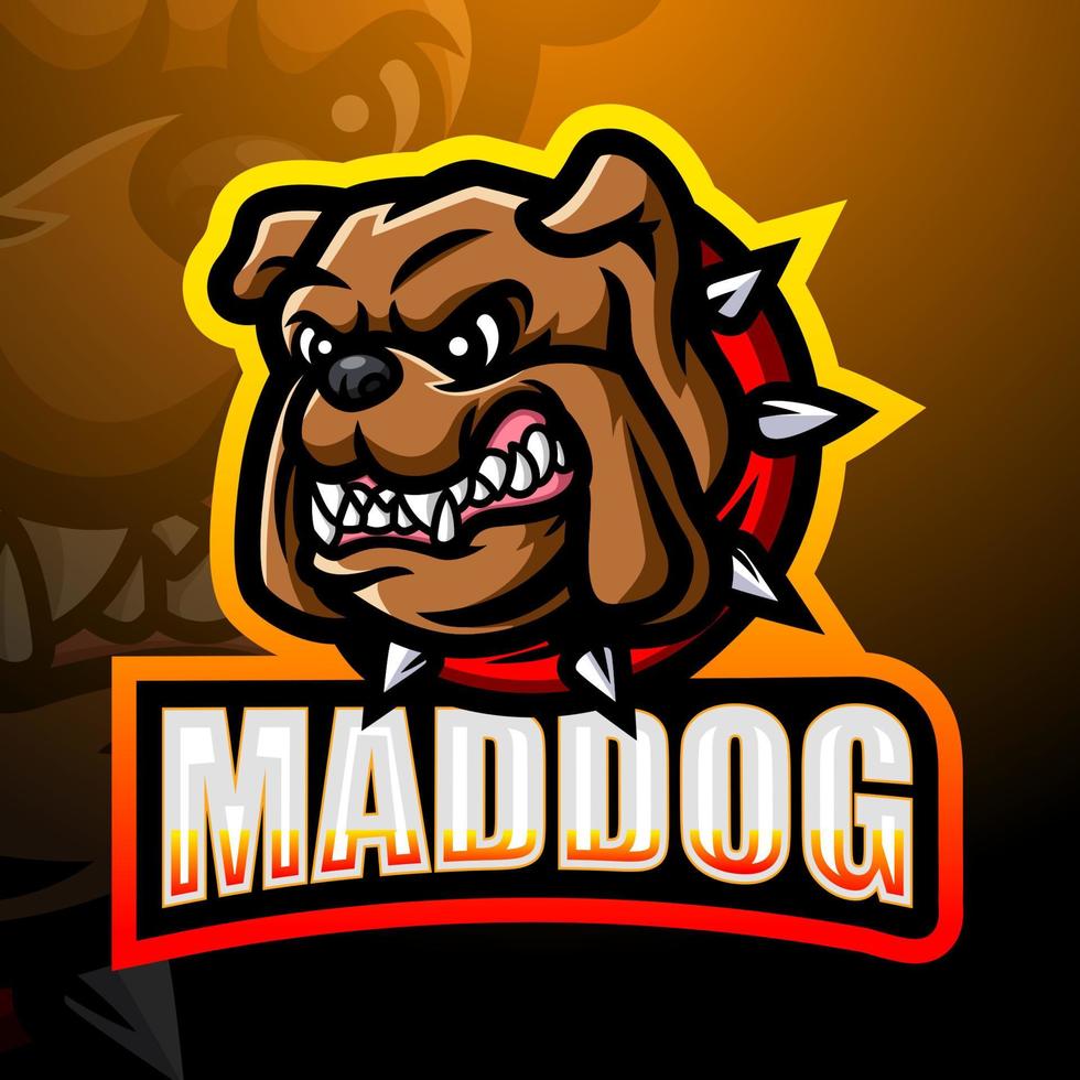 mad dog maskottchen esport logo design vektor