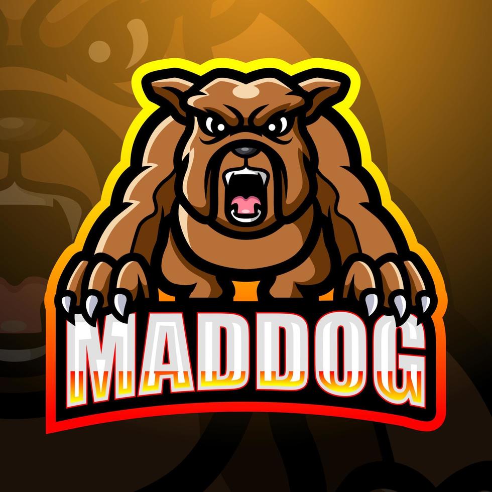 mad dog maskottchen esport logo design vektor