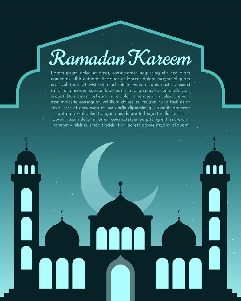 flache ramadan kareem illustration mit moscheehintergrund vektor