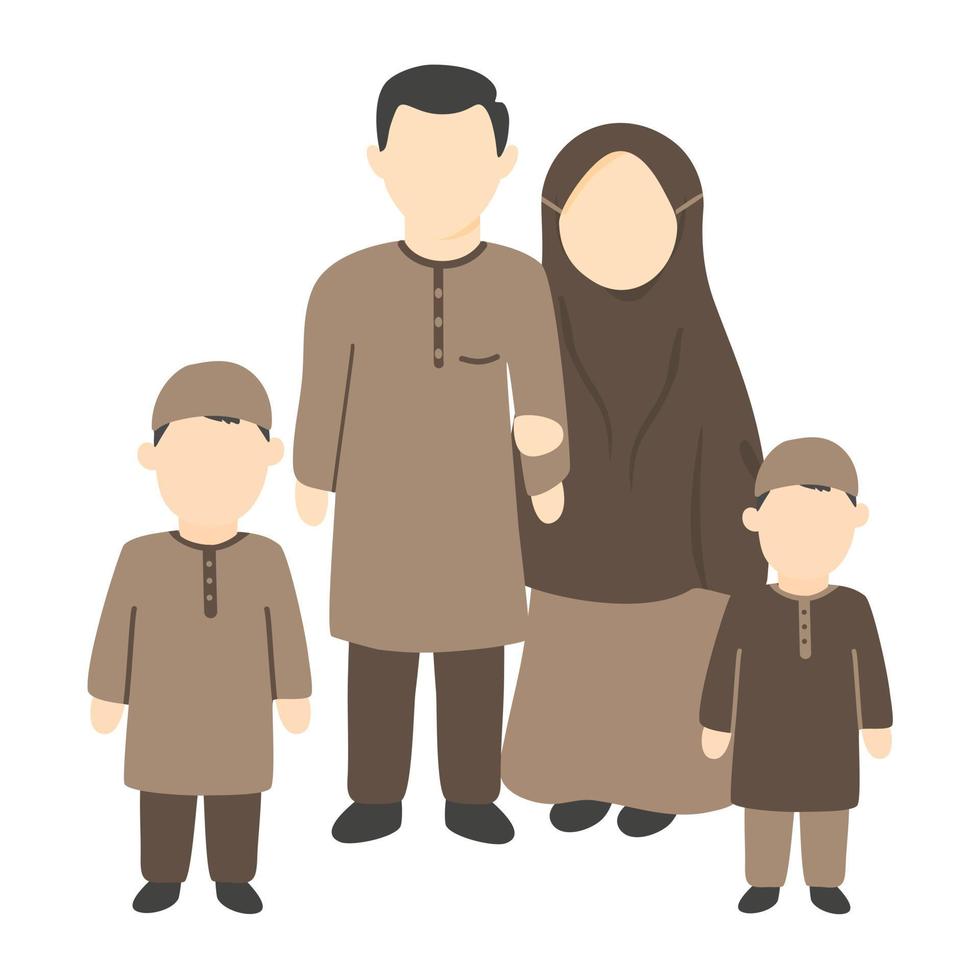 muslimische Familie mit Kindern vektor