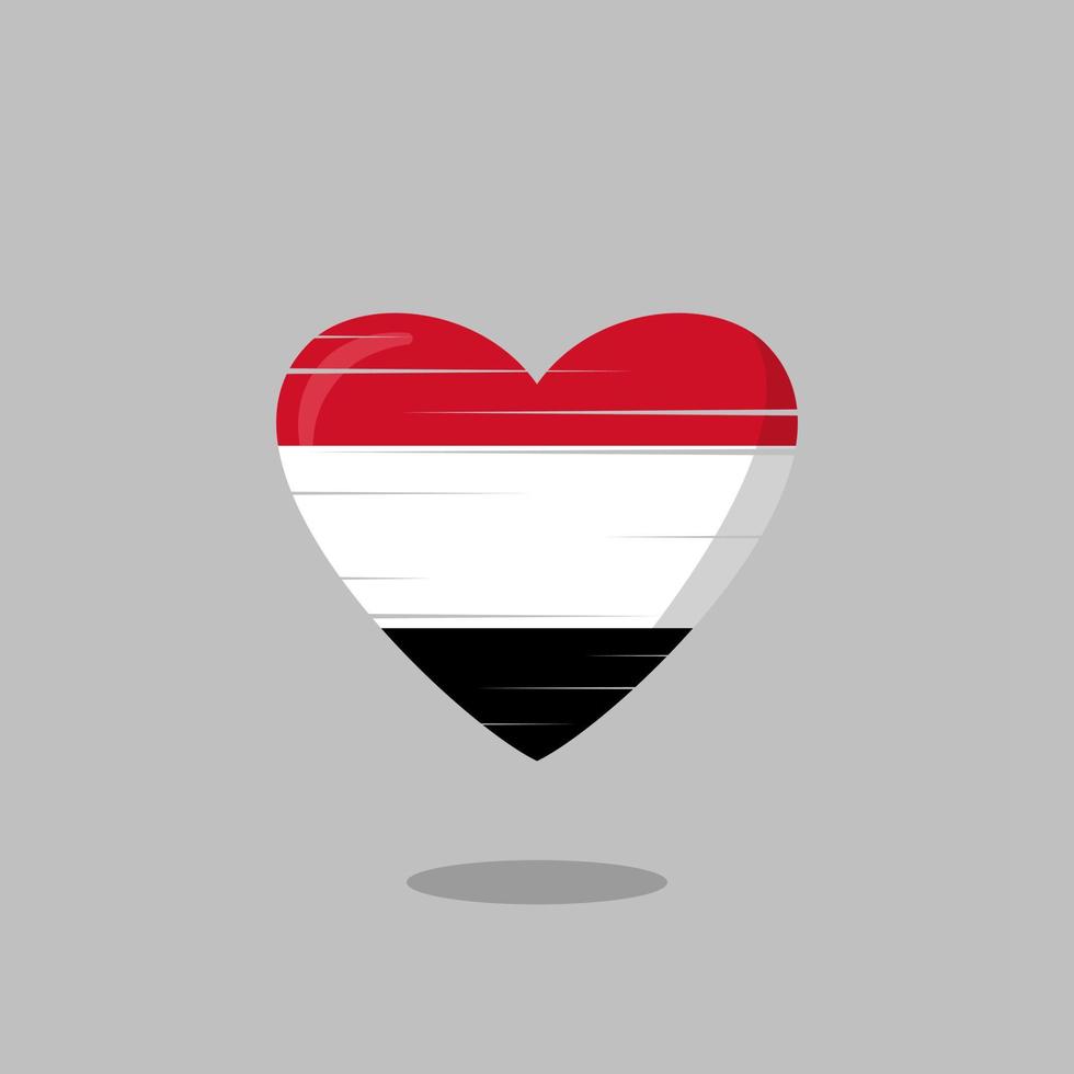 Jemen flagga formad kärlek illustration vektor