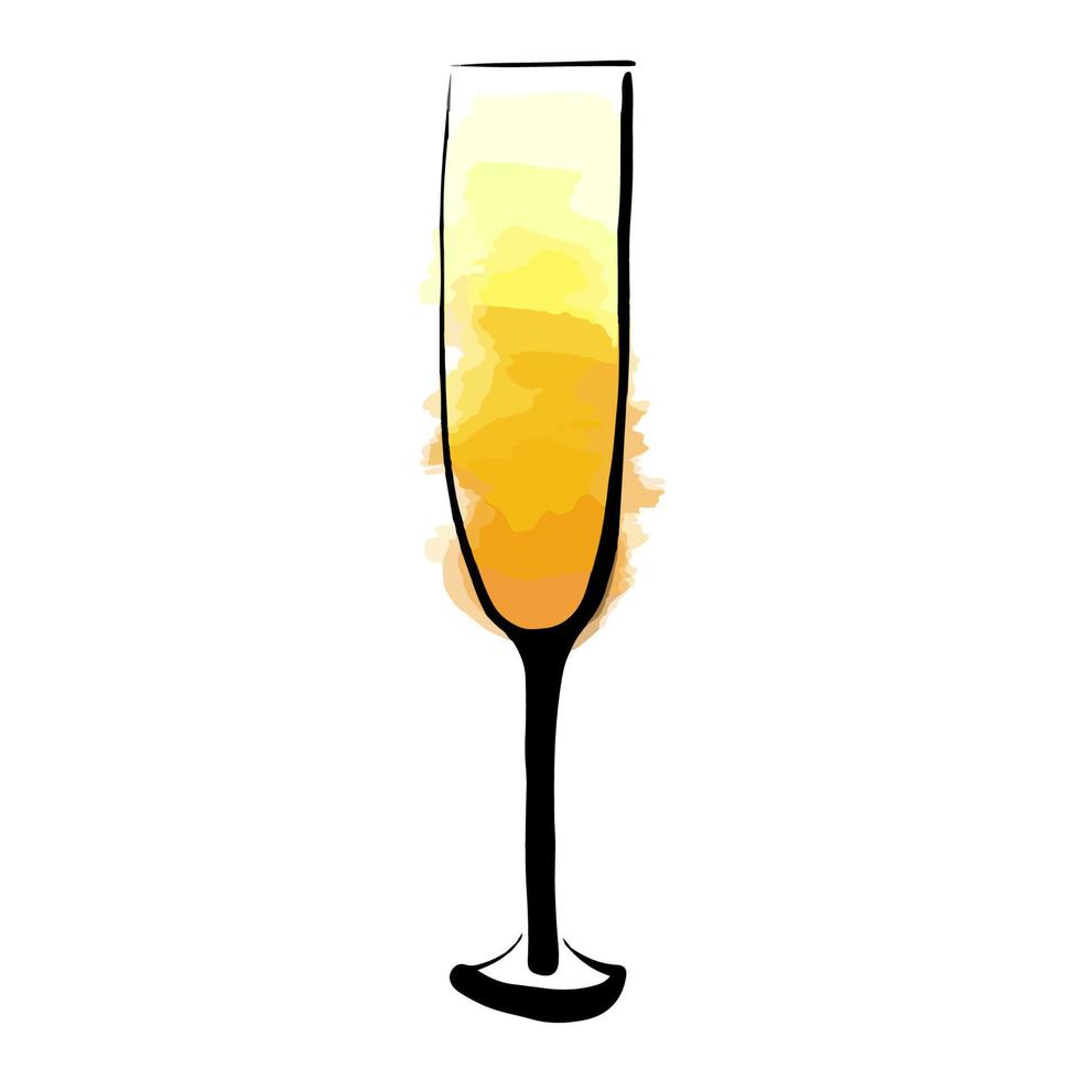 abstrakt glas champagne tecknad stil isolerad på vit bakgrund vektor