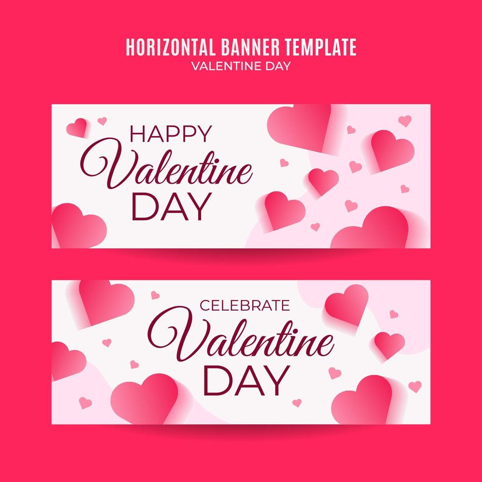 fröhlichen Valentinstag. im Februar gefeiert. horizontales plakat, banner, raumfläche und hintergrund vektor