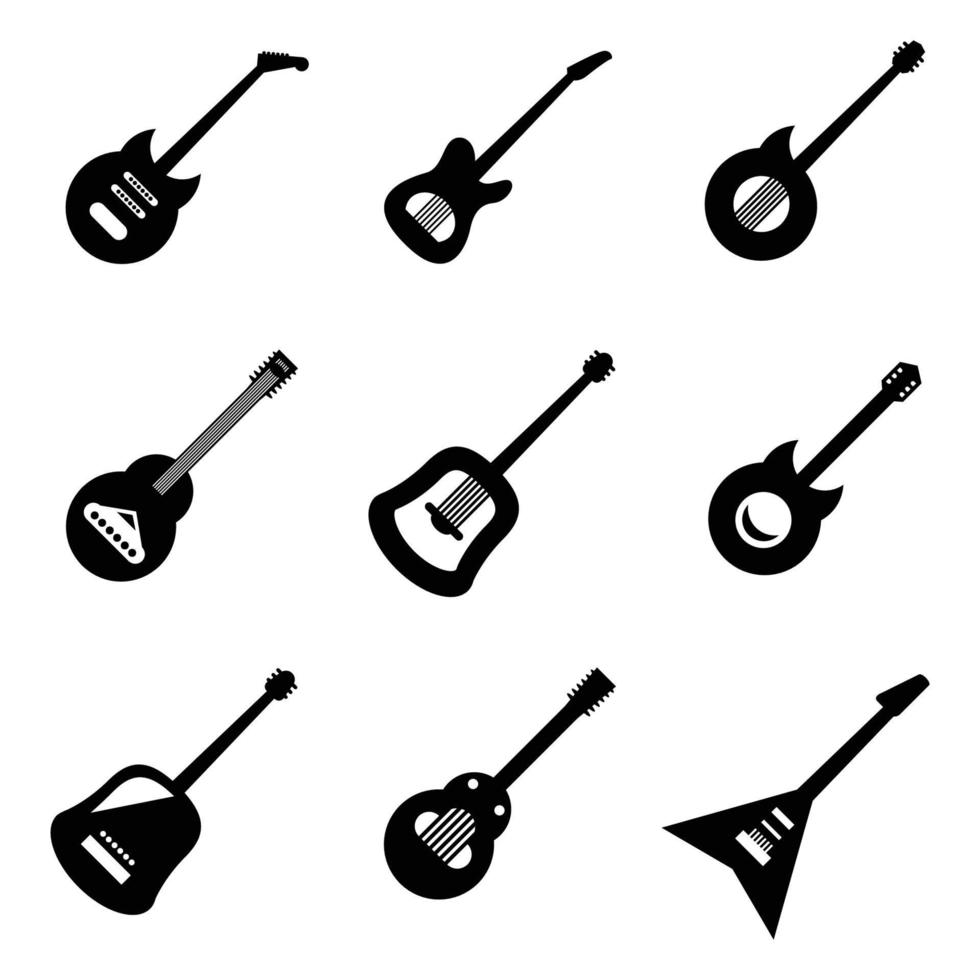musikinstrument gitarr ikoner vektor
