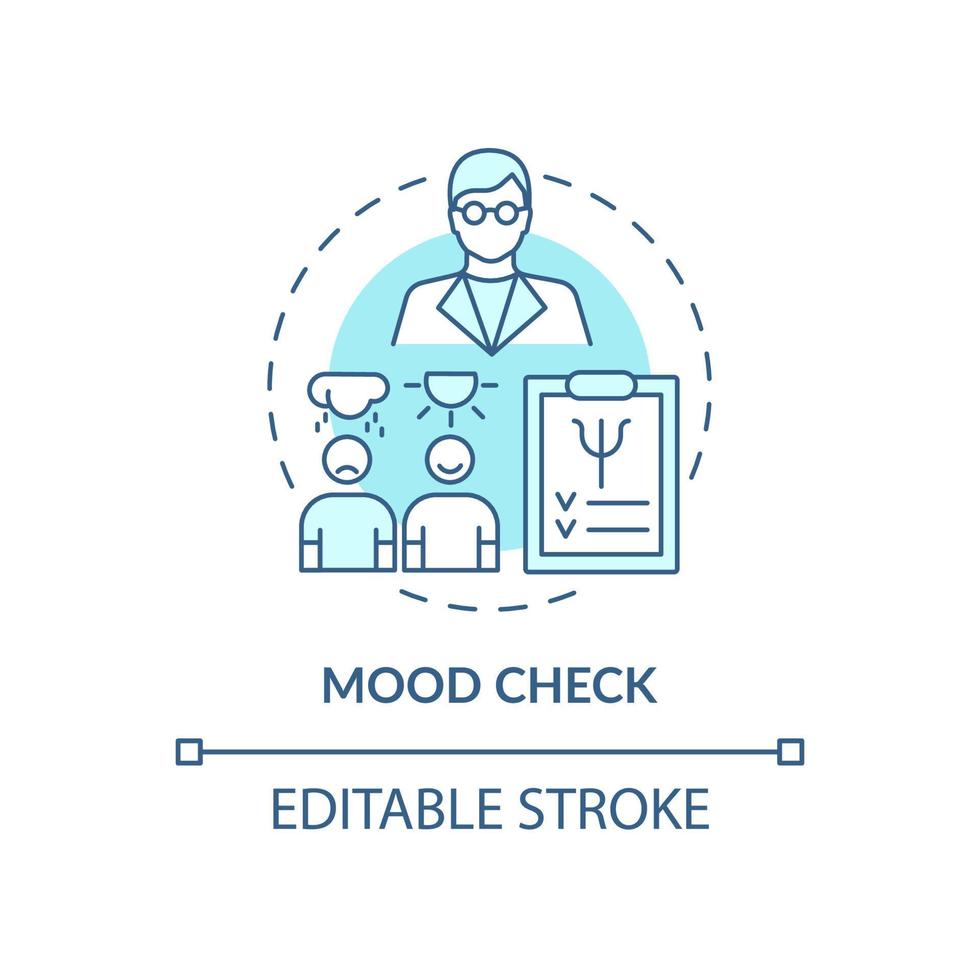 humörkontroll blå konceptikon. årlig klinisk kontroll abstrakt idé tunn linje illustration. mentalt tillståndstest. patientens psykologiska tillstånd. vektor isolerade kontur färgritning. redigerbar linje