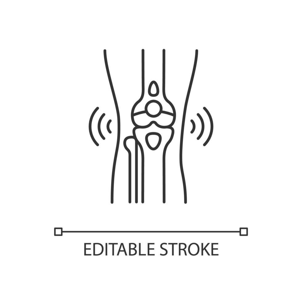 Bursitis lineares Symbol. entzündetes Gelenk. schmerzhafte Schwellung im Ellenbogen. traumatische Verletzungen im Sport. dünne linie anpassbare illustration. Kontursymbol. Vektor isoliert Umrisszeichnung. editierbarer Strich