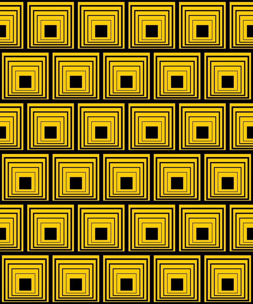gelber nahtloser Hintergrund mit schwarzen Quadraten vektor