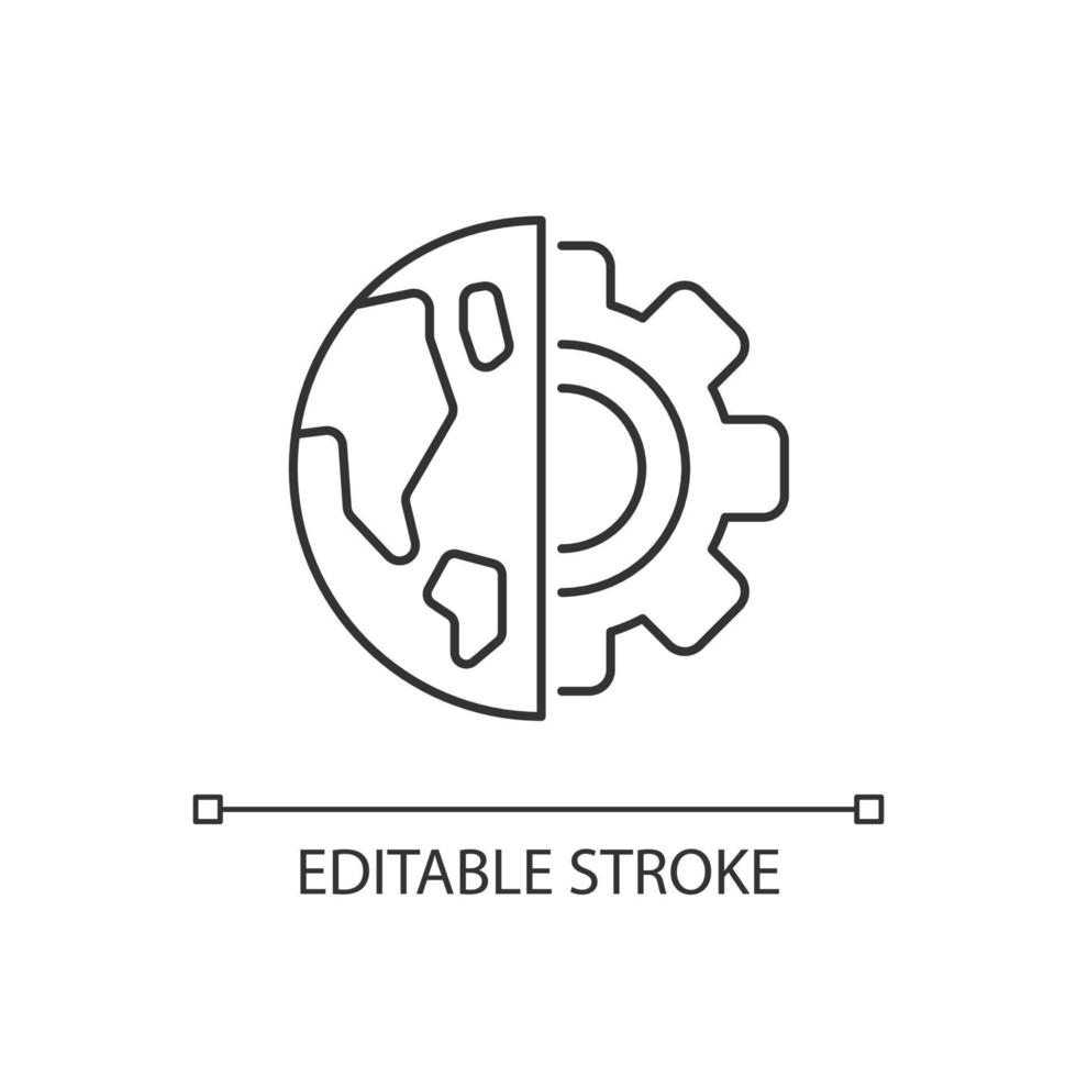 Lineares Symbol für Erdwissenschaften. physische Umgebung, Untersuchung fester Oberflächen. Welterkundung. dünne linie anpassbare illustration. Kontursymbol. Vektor isoliert Umrisszeichnung. editierbarer Strich