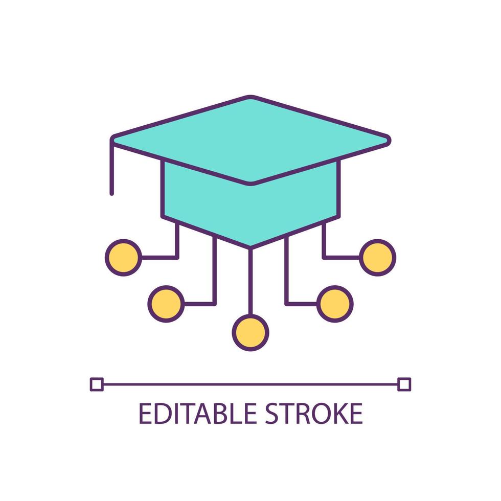 akademisk grad val rgb färgikon. få högre utbildning. fakultetsalternativ. kunskaps- och kompetensutveckling. isolerade vektor illustration. enkel fylld linjeritning. redigerbar linje