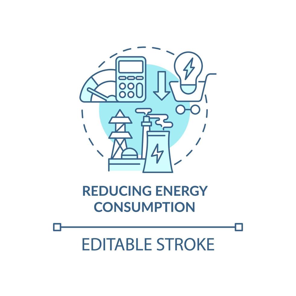 Symbol für das Konzept zur Reduzierung des Energieverbrauchs. gemeinsame initiative abstrakte idee dünne linie illustration. Verwendung von energieeffizienten Produkten. Vektor isolierte Umrissfarbe Zeichnung. editierbarer Strich