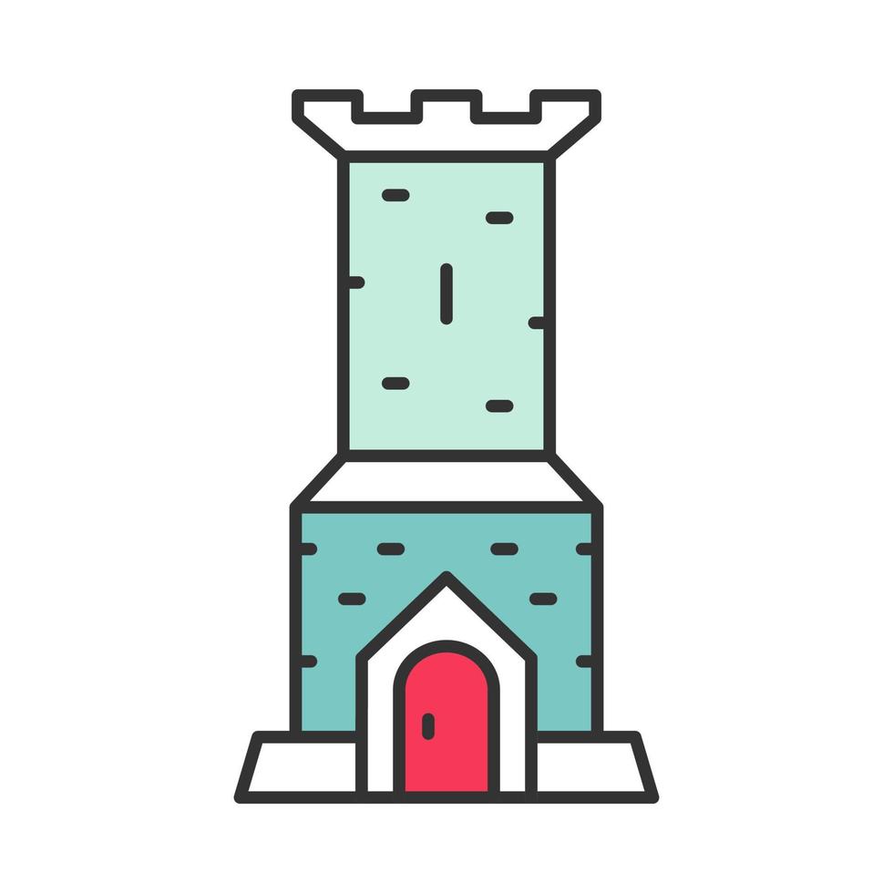 slottstornet färgikon. medeltida porthus. befäst forntida byggnad. fort, citadell, fästning. isolerade vektor illustration