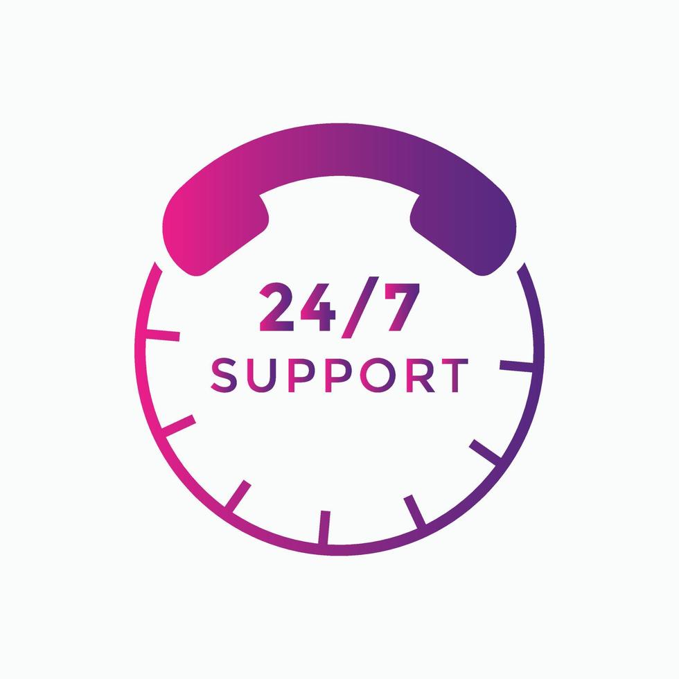 24-Stunden-Kundenservice-Symbol. 24 7 Support-Symbol-Schild-Schaltfläche. Kundenservice-Symbol vektor