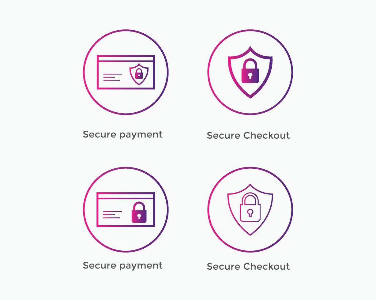 sichere zahlung, sicheres checkout-symbolset. E-Commerce-Symbol vektor