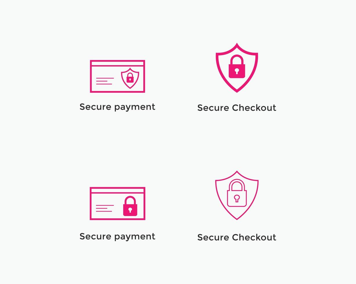 uppsättning säker betalning, säker kassalinjeikon vektor