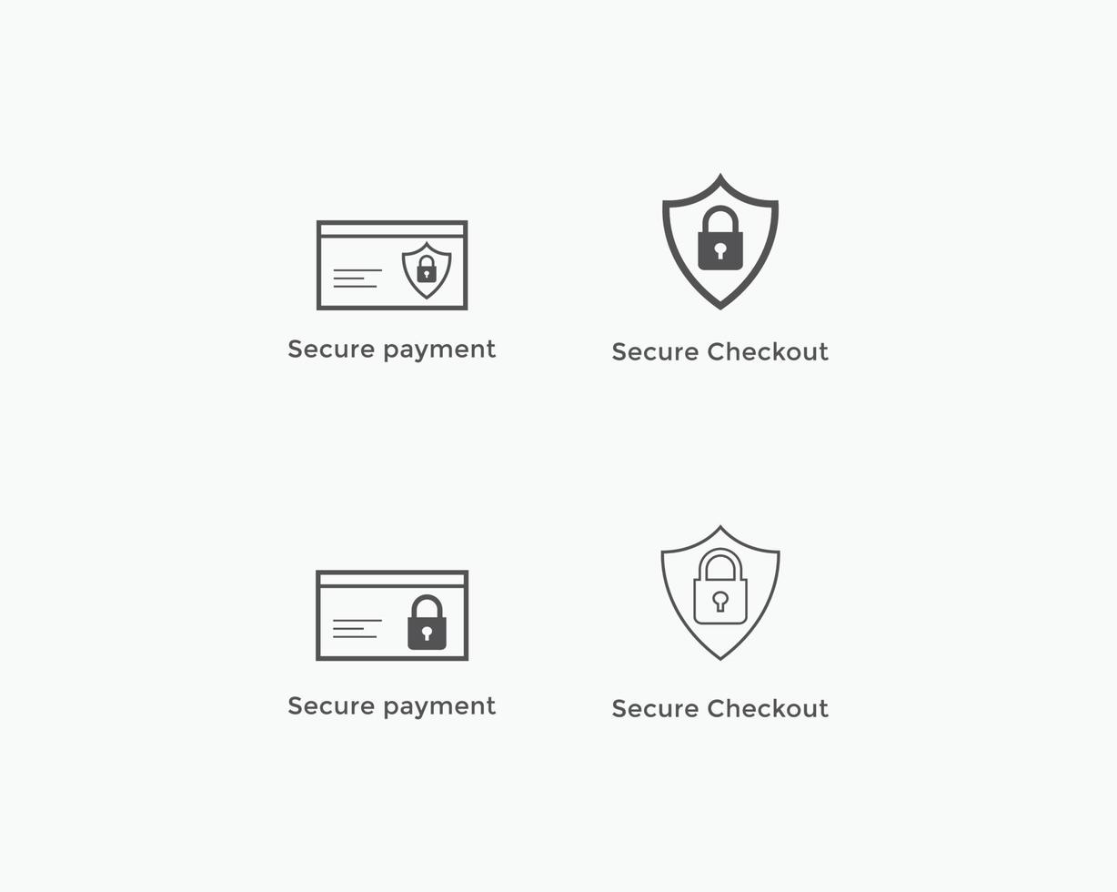sichere zahlung, sicheres checkout-symbolset. E-Commerce-Symbol vektor
