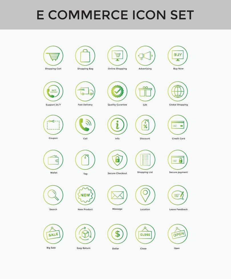 Set von E-Commerce-einfachem Symbolsatz Einkaufswagen bunt, Lieferung, sichere Zahlung, Kreditkarte usw vektor