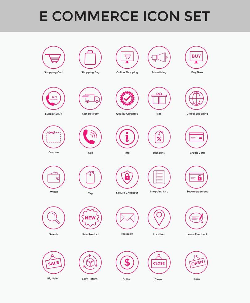 Satz von E-Commerce-Symbolen Online-Shopping-Symbolsatz vektor