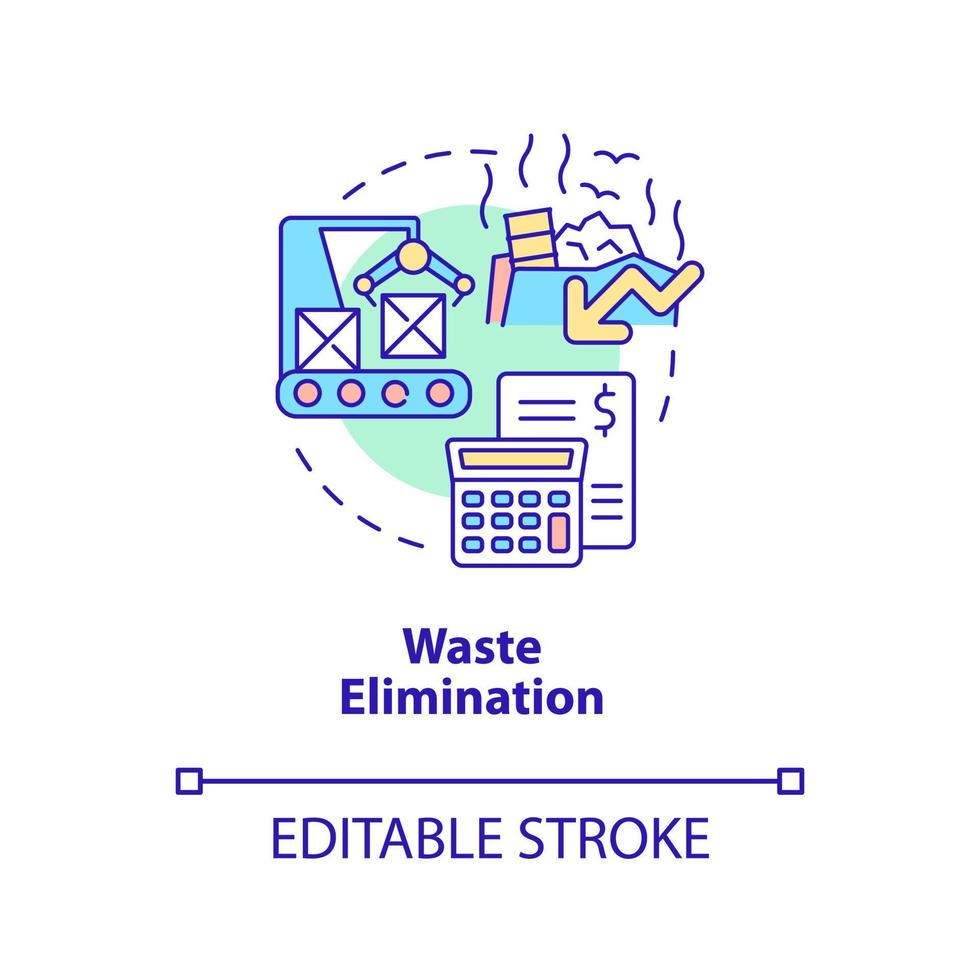 avfall eliminering koncept ikon. resursfördelning. centralt planerad es fördelar abstrakt idé tunn linje illustration. isolerade konturritning. redigerbar linje. arial, otaliga pro-bold typsnitt som används vektor