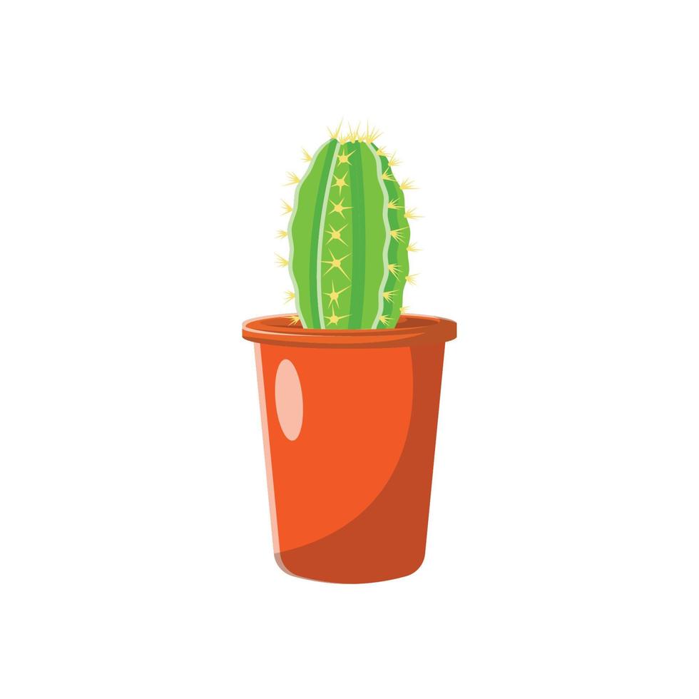 kaktus in der flachen illustration der vase. sauberes Icon-Design-Element auf isoliertem weißem Hintergrund vektor