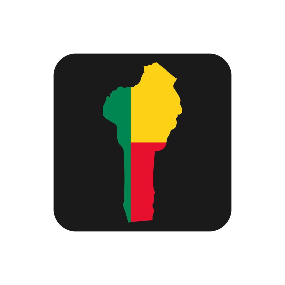 Benin-Karte Silhouette mit Flagge auf schwarzem Hintergrund vektor