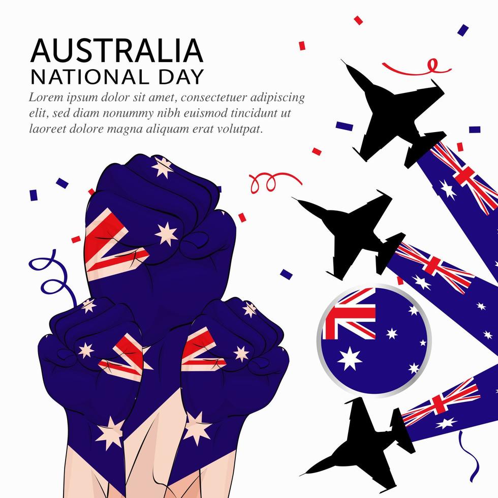 glücklicher nationaltag australien. Banner, Grußkarte, Flyer-Design. Poster-Template-Design vektor