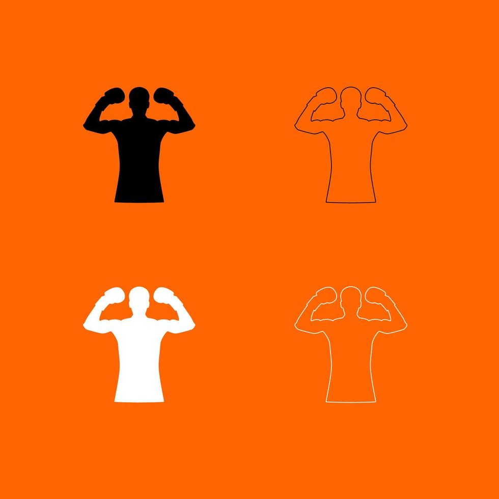 Boxer-Icon-Set weiß schwarz Farbe Vektor Illustration Bild flachen Stil