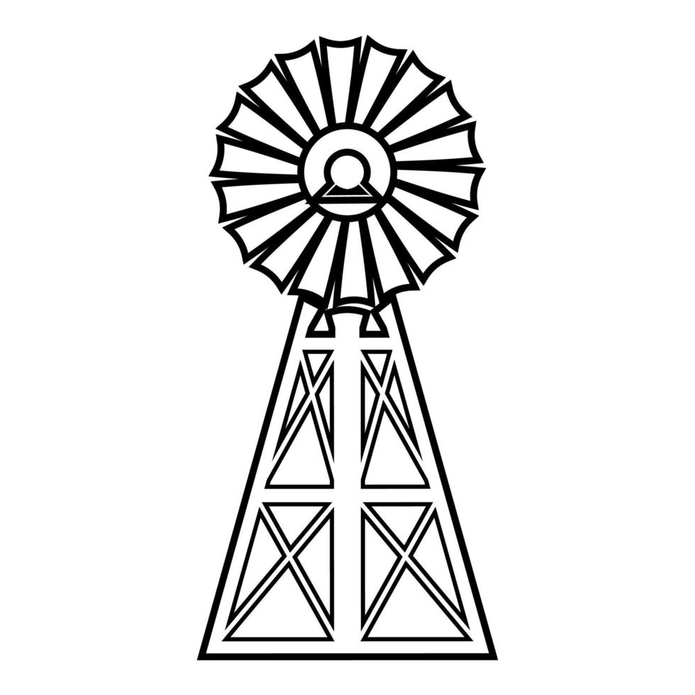 vindgenerator kontur kontur linje ikon svart färg vektor illustration bild tunn platt stil
