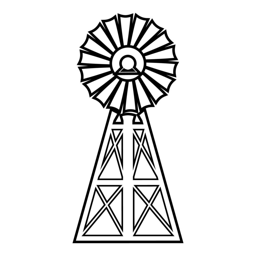 Windgenerator Kontur Umrisslinie Symbol Farbe schwarz Vektor Illustration Bild dünn flach Stil