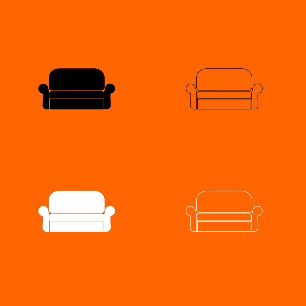 Sofa-Icon-Set weiß schwarz Farbe Vektor Illustration Bild flachen Stil