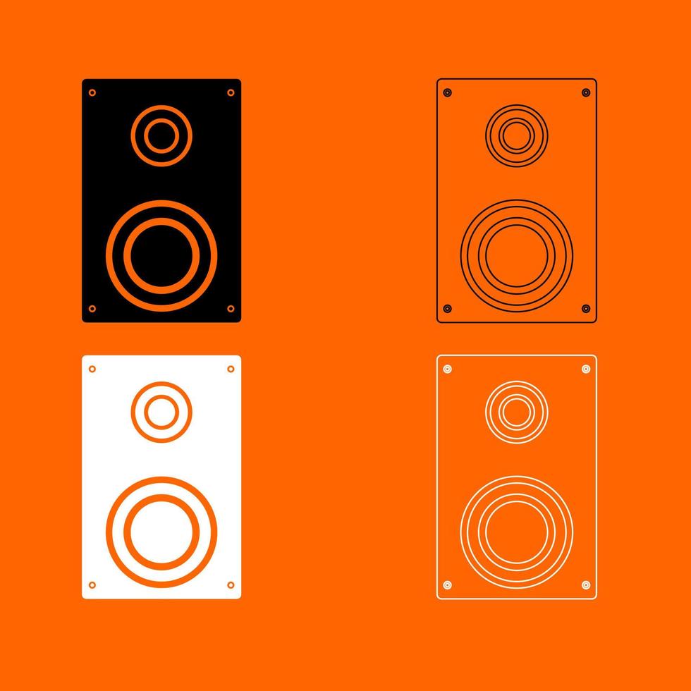Lautsprecher-Icon-Set weiß schwarz Farbe Vektor Illustration Bild flachen Stil
