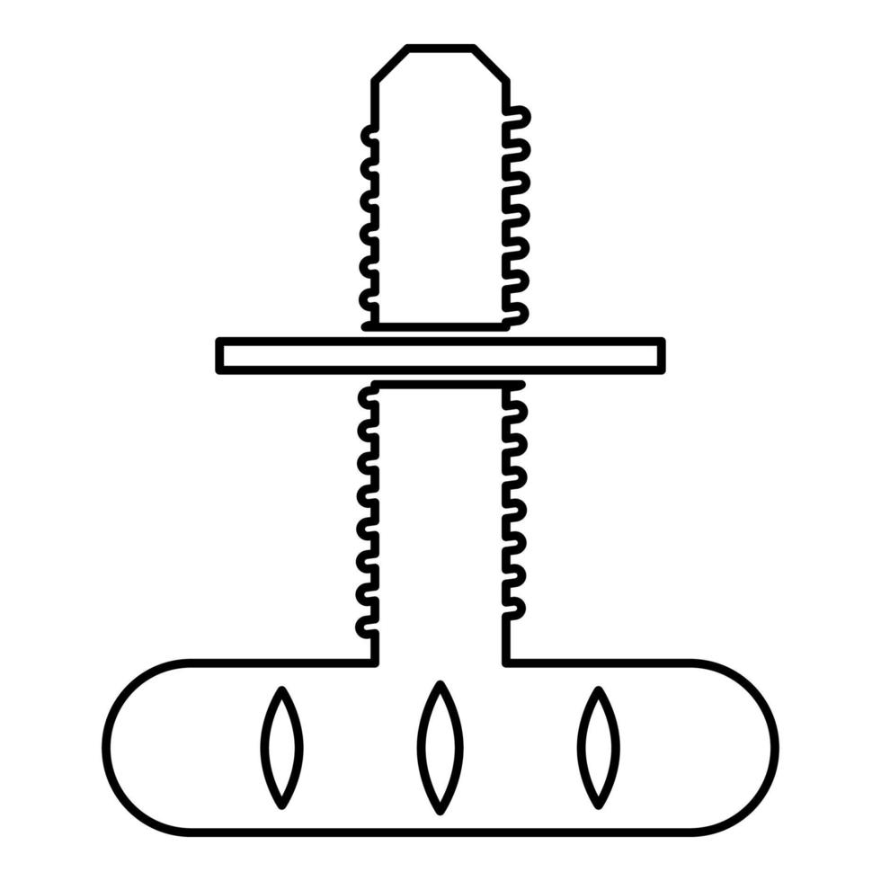 möbler ben justerbart stöd kontur kontur linje ikon svart färg vektor illustration bild tunn platt stil